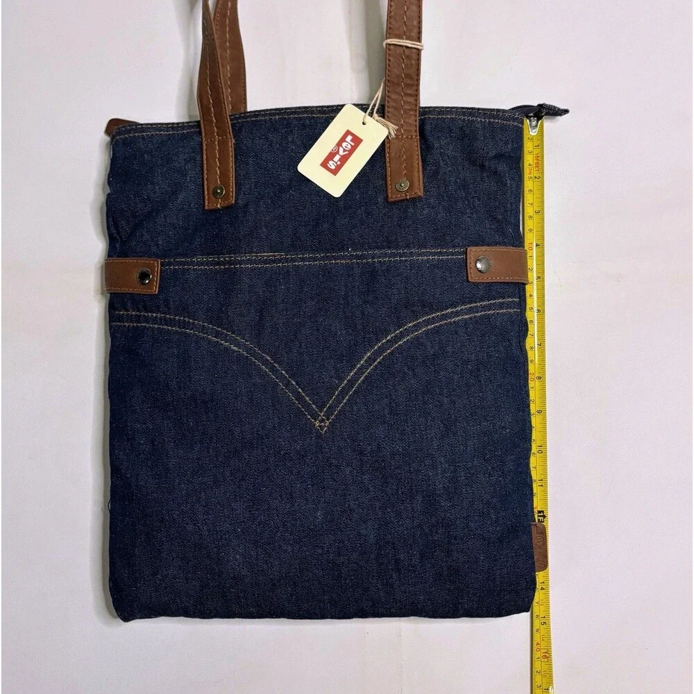 NWT Levi's Denim Tote Purse Navy Blue Indigo Jean Shoulder Farmers Market Bag 90